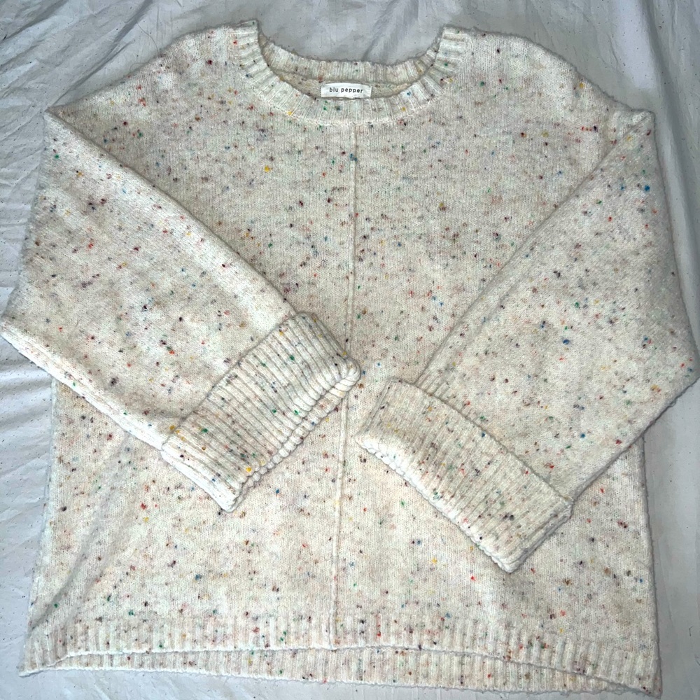 Blue Pepper confetti speckled sweater from Madison and Mallory size M